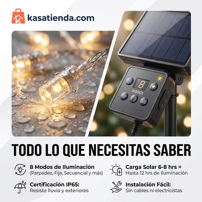 Luces Navideñas Panel Solar 20 MTS