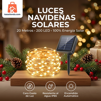 Luces Navideñas Panel Solar 20 MTS