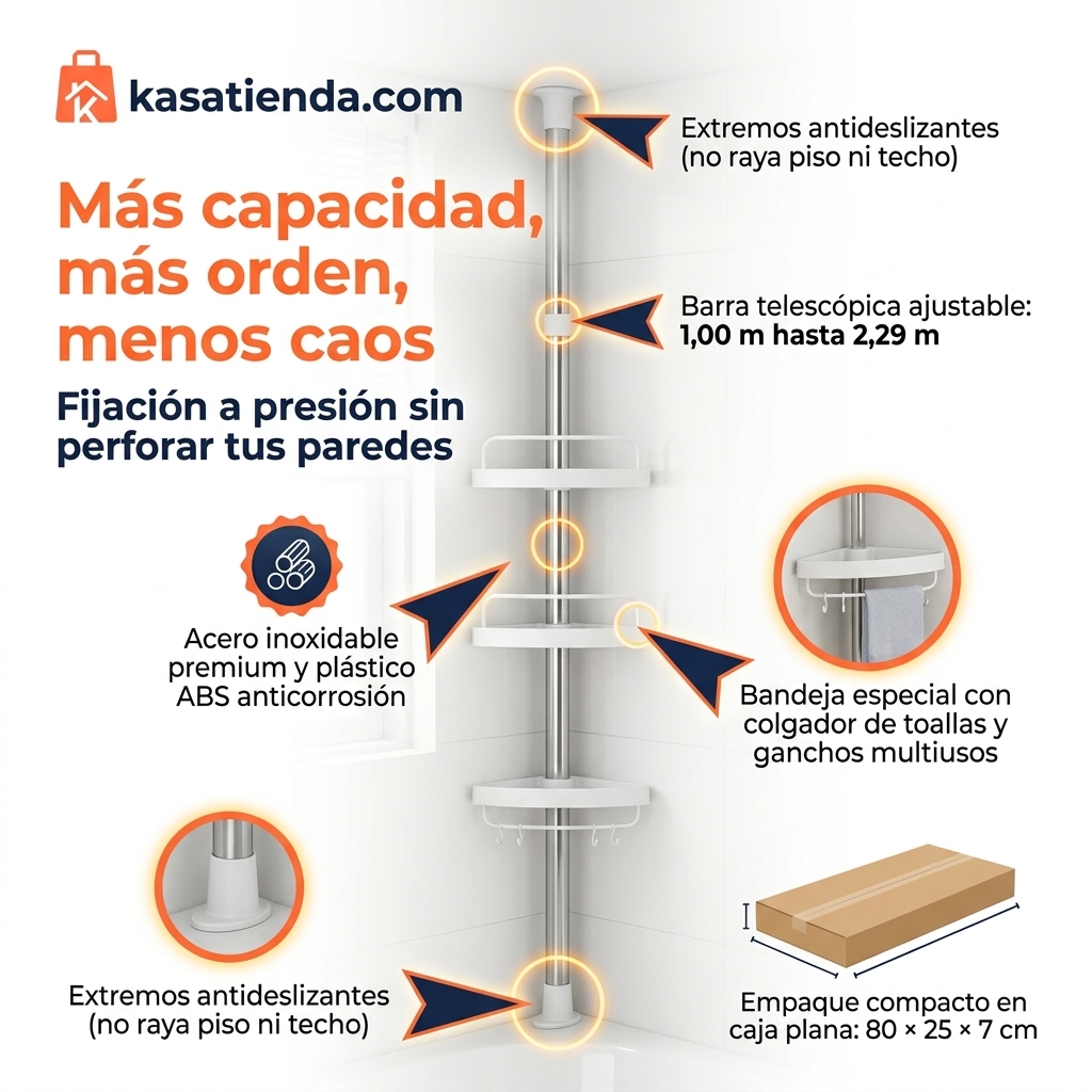 Organizador grande esquinero para baño