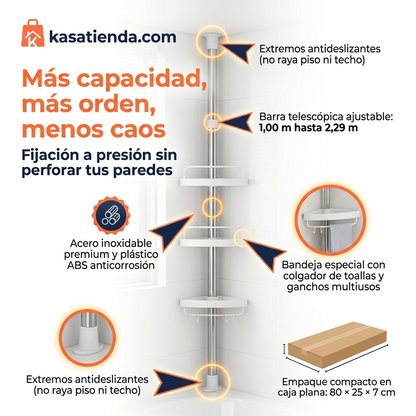 Organizador grande esquinero para baño