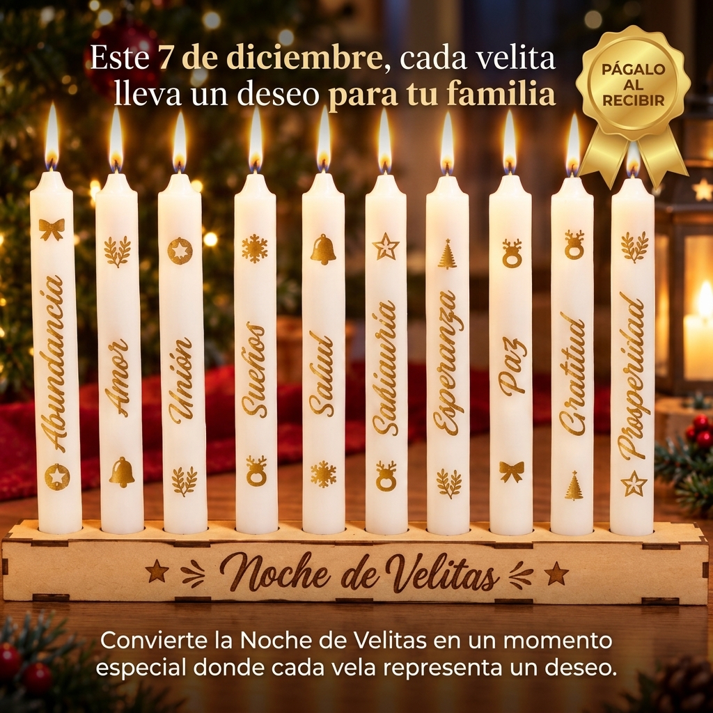 Kit velitas con portavelas x 10 unidades