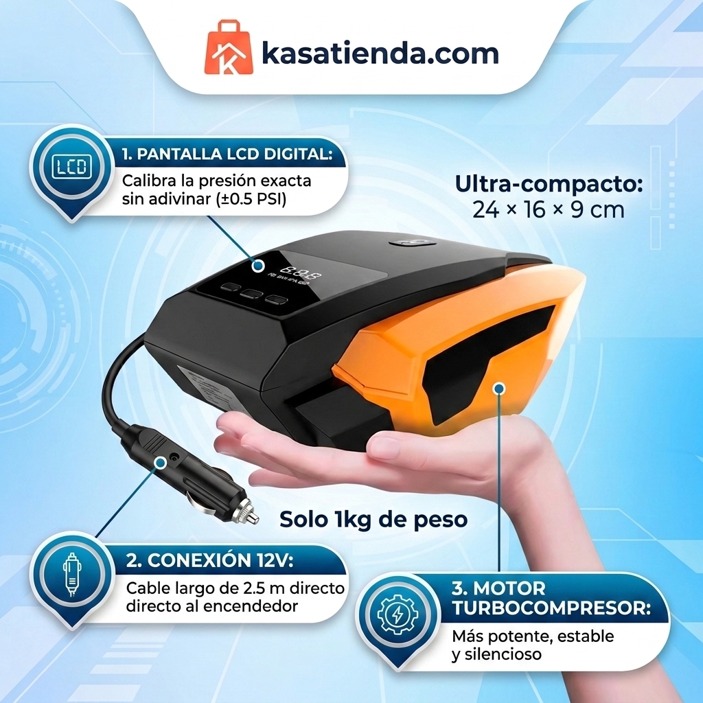 Compresor de aire mini, con carga portátil